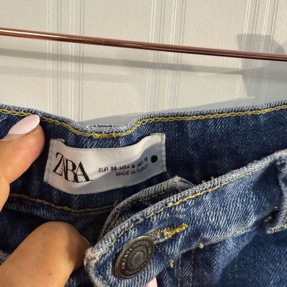 Zara Indigo Blue Denim Jeans Sz 4 - Picture 4 of 5